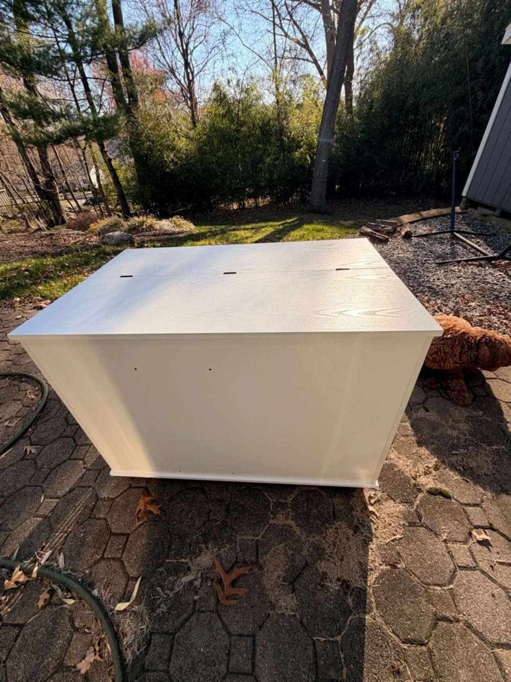 Amazon White Wooden Dog Crate with Black Metal Bar Door